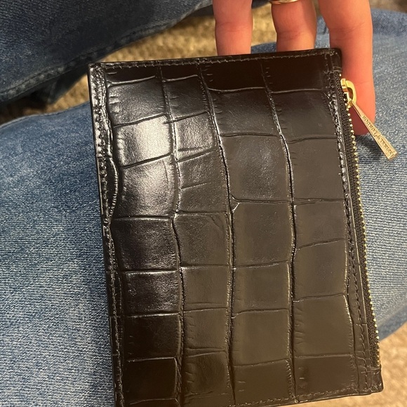 Aspinal of London Small Essential Flat Pouch Blac Croc Embossed 4 x 5.5 NIB - Picture 5 of 6